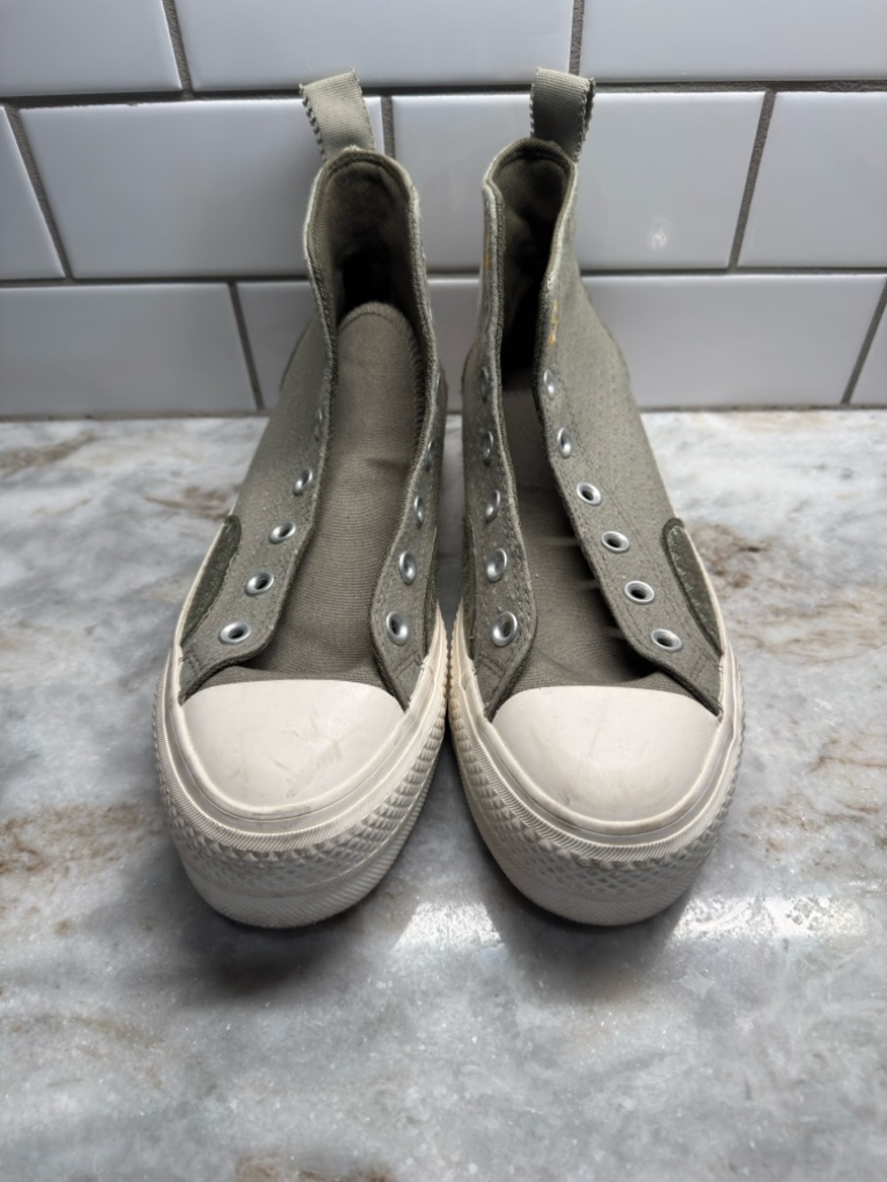 Converse Olive Green Canvas High-Top Slip-On Sneakers